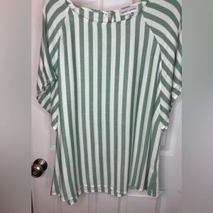 Gibson Latimer Mint and White Striped Short Sleeve Top Size: XL